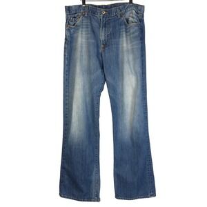 Lucky Brand Relaxed Bootleg Jeans Mens Size 38x34 Distressed Medium Wash